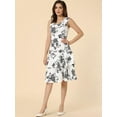 thumbnail image 2 of Women's 2 Pcs Chiffon Dress Suit Set V Neck Floral Print Jacket Work Dress, 2 of 10