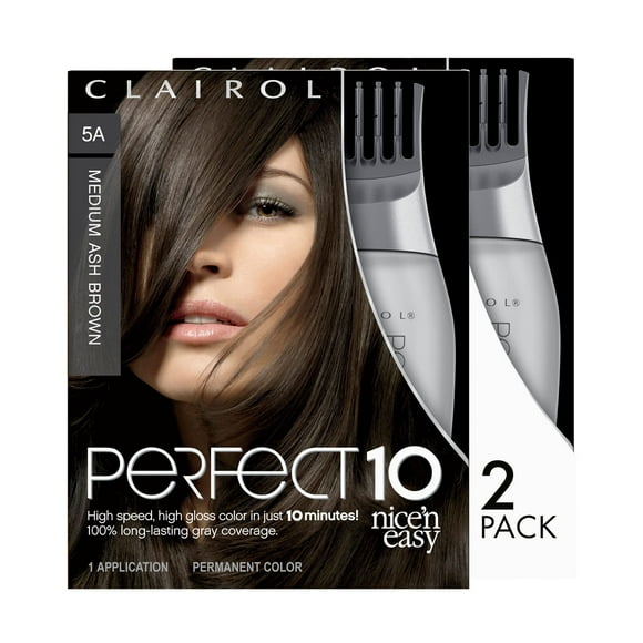 Clairol Nice'n Easy Perfect 10 Coloration Permanente, 5A Brun Cendré Moyen, Lot de 2