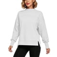 thumbnail image 5 of VBVC Women's Mock Neck Cropped Sweatshirt , Ladies' Side Slit Long Sleeve Pullover , Casual Fall Winter Tops For Women, S-3XL, 5 of 8