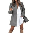 thumbnail image 2 of Dealovy Womens Trench Coat Mid-Length Coats Open Front Cardigan Casual Tweed Jackets Fleece Winter Clothes, 2 of 6
