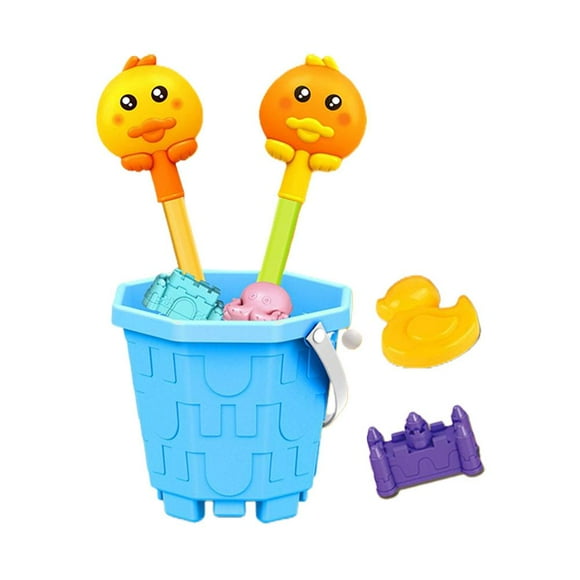 588-38A1 Little cute duck sand shovel 5-piece set children's beach toy bucket set crab sand shovel summer seaside sand digging and playing sand tools hourglass wholesale