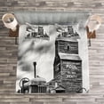 thumbnail image 3 of Ambesonne Grey Quilted Bedspread Set 3 Pcs, Old Vintage 60s Tractor, King Size, Grey, 3 of 3