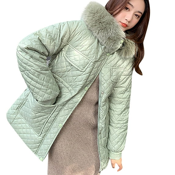 Uhndy Jackets for Women, Women Solid Color Winter Long Sleeves Pocket Keep Warm Jacket Coat Winter Coats Christmas Gifts for Women