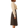 thumbnail image 4 of MODA NOVA Junior's Elastic Waist Zipper Vintage Polka Dots Midi Skirt, 4 of 6