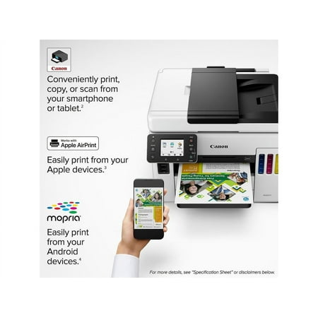 Canon - MAXIFY MegaTank GX7021 Wireless All-In-One Inkjet Printer with Fax - White