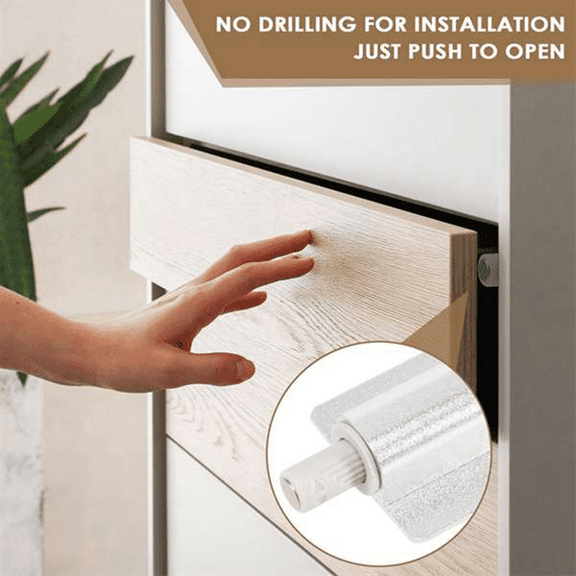 6 Pcs Magnetic Push Latch Catch for Cabinet Door, Push to Open Door Latch, Double Cabinet Magnetic Catch for Cabinet,6 x Push Latch Catch,Silver