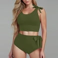 thumbnail image 2 of VBTAPA High Waisted Bikini Set Womens Tummy Control 2 Piece Bathing Suit Surfing Athletic Beach Swimsuit with Tie Side Knot Lightning Sales Today Army Green S, 2 of 8