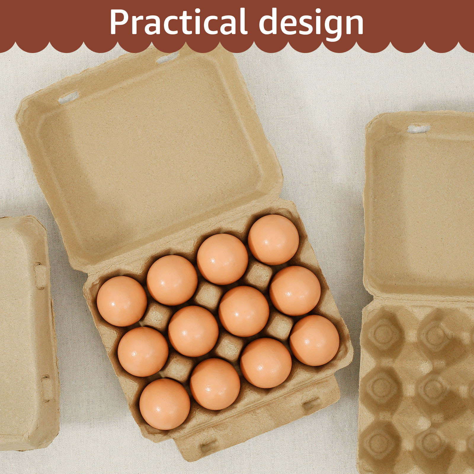 1 Dozen Egg Cartons 20 Pack, Blank Natural Pulp Empty Trays, 12 Count Bulk Holder with Double Buckle for Fresh Duck and Chicken Eggs