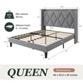 thumbnail image 4 of Amolife Queen Bed Frame, Upholstered Platform Bed with Storage Wingback Headboard and Fast Charging Hub, No Box Spring Required, Gray, 4 of 13