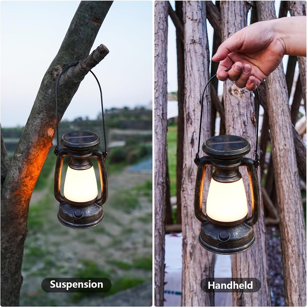 Eyotto Solar Camping Light, LED Camping Light Retro Design Solar Light, 1000LM Solar Lantern with 3 Modes 1200mAh Rechargeable Solar Camping Lantern