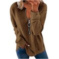 thumbnail image 1 of Yuyuzo Tunic Tops for Women Long Sleeve Pullover Round Neck Half Zipper Solid Color Fall Top Blouses, 1 of 5