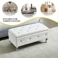 thumbnail image 3 of Storage Ottoman Bench, Upholstered Ottoman With Crystal Button, Rectangular Flip Top Foot Rest End Of Bed Bench For Bedroom Living Room Hallway, 3 of 7