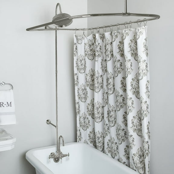 54 Inch Clawfoot Tub Shower Enclosure with Rain Shower Head