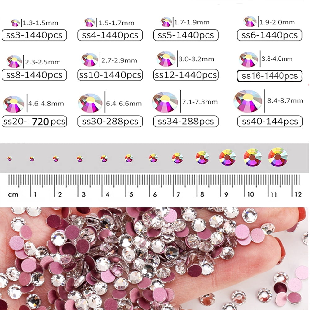 Beadsland Flat Back Crystal Rhinestones Round Gems, Light Pink (1.9-2.0mm)  SS6/1440pcs