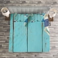 thumbnail image 3 of Ambesonne Vintage Quilted Bedspread Set 3 Pcs, Nautical Ocean Scenery, Queen Size, Turquoise Navy Blue, 3 of 3