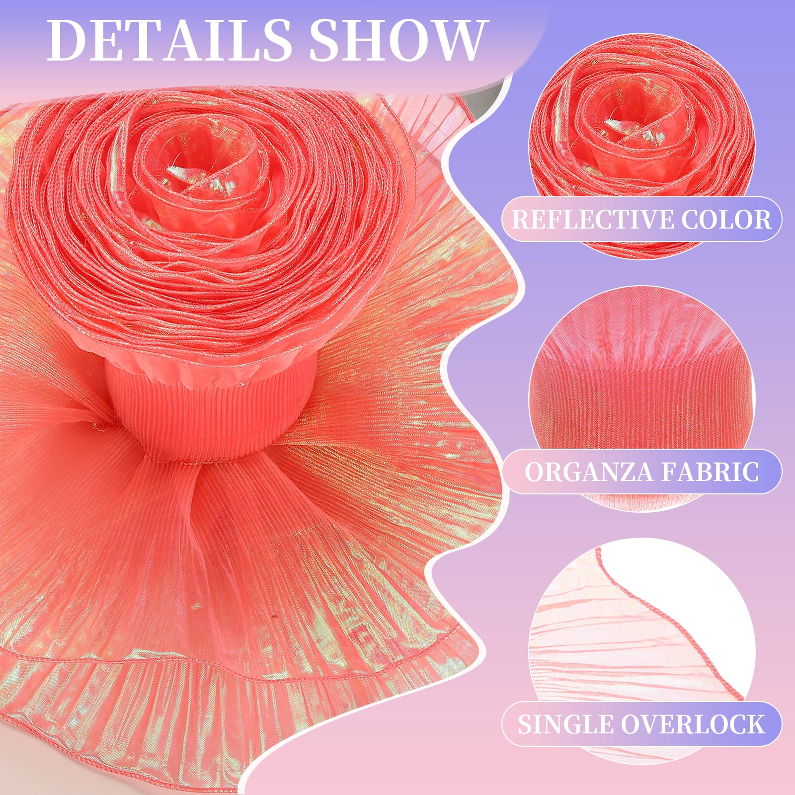 Ruffle Pleated Chiffon Trim, 25 Yards Retro Organza Fabric Trim Tulle Decorative Ruffle Lace Border for DIY Sewing Dress Bag Costume Trimming Craft Cake Decor, Sapphire Blue