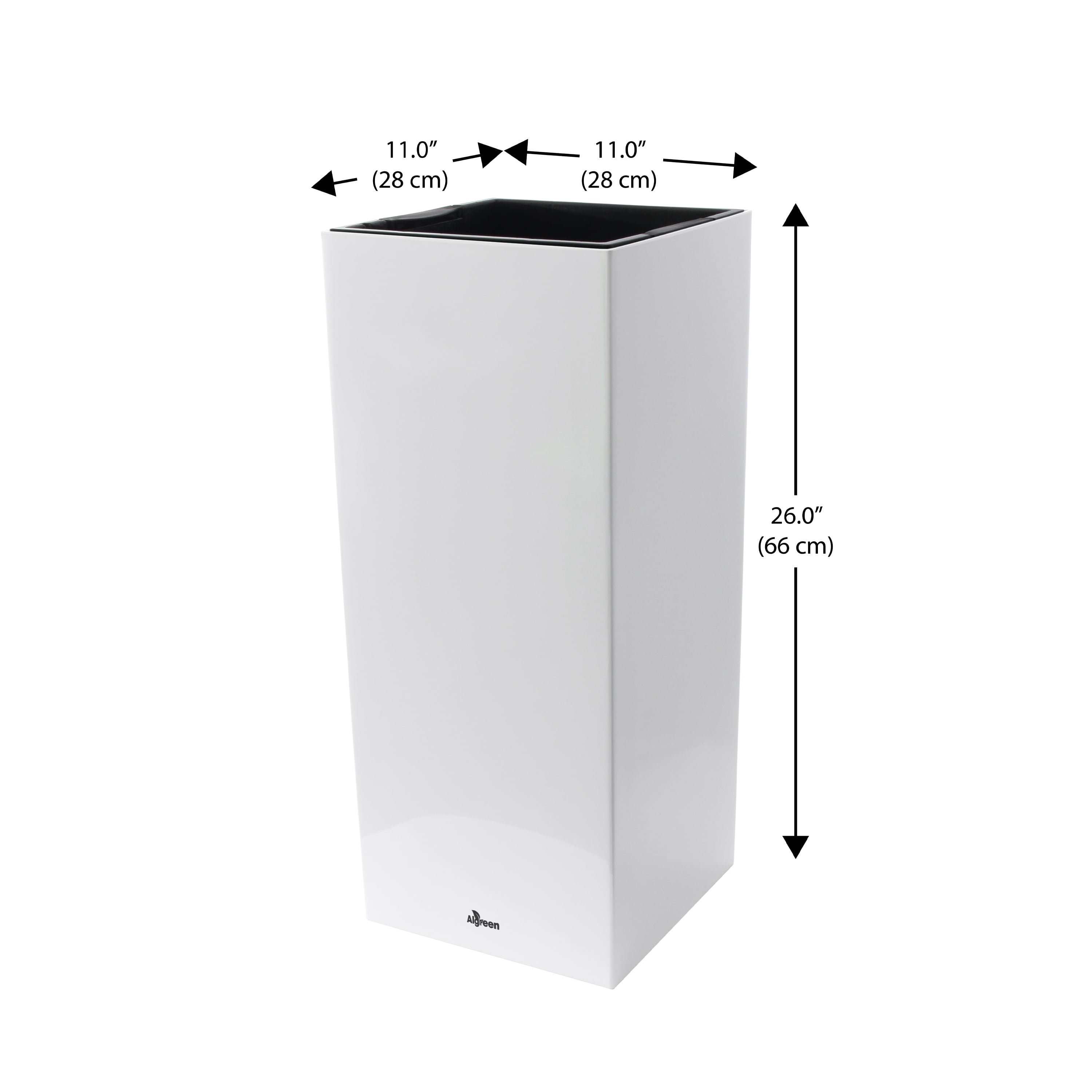 Algreen Modena 26" Self-Watering Planter, Pillar, Gloss White