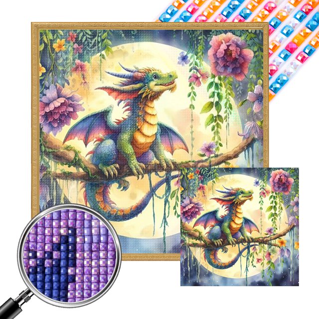 5D DIY Taladro Cuadrado AB Parcial Dragón Kit Art35x35cm
