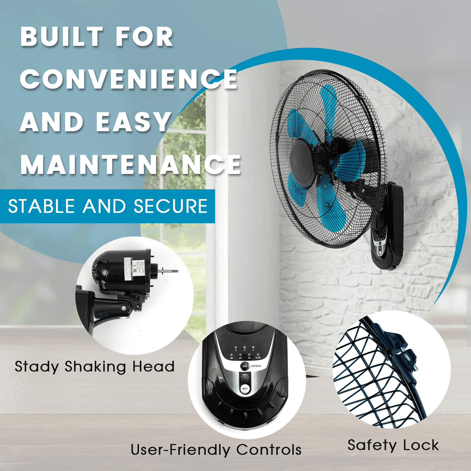 2 Pack 22" Wall Mount Fan, 3 Speeds Wall Oscillating Fan with 7000 CFM, Cooling Fan, High Velocity Fans, Black