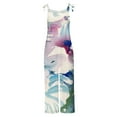 thumbnail image 3 of Usmixi Jumpsuits for Women Comfy Cotton Linen Ladies Casual Loose Baggy Wide Leg Pocket Strap Jumpsuits Overalls Summer Formal Leaves Print Round Neck Sleeveless Long Rompers Blue m, 3 of 4