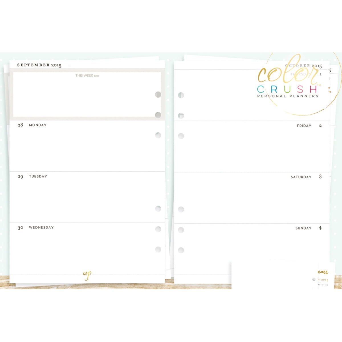 Color Crush A5 Personal Planner Calendar Inserts 15 Months W Week View Walmart Com