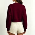 thumbnail image 5 of DIOAZUD Women's Cropped Zip up Sweatshirts Long Sleeve Full Zip Sweatshirt Jacket Collarless V Neck Casual Crop Cardigan Fall Clothes Wine S-XXL, 5 of 6