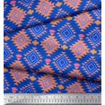thumbnail image 2 of Soimoi Blue Cotton Poplin Fabric Diamond Geometric Print Sewing Fabric Yard 56 Inch Wide, 2 of 3