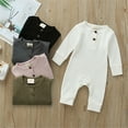 thumbnail image 3 of Newborn Infant Unisex Baby Boy Girl Button Solid Romper Bodysuit One Piece Jumpsuit Outfits Clothes, 3 of 4