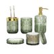 thumbnail image 1 of Towoaafu Juego de accesorios de baño verde - 5 piezas de decoración de baño de vidrio con dispensador de jabón, jabonera, soporte para cepillo de dientes, vaso y tarro para hisopos de algodón - Juego, 1 of 1