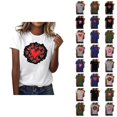 thumbnail image 1 of T-shirt Femme Saint-Valentin 2026 Manches Courtes Col Rond Graphique Cœur d'Amour, 1 of 4