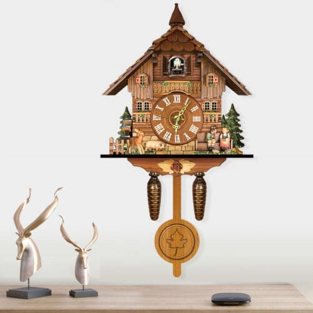 Vintage Wooden Cuckoo Wall Clock Antique Hanging Clock Bedroom Living Room Decor