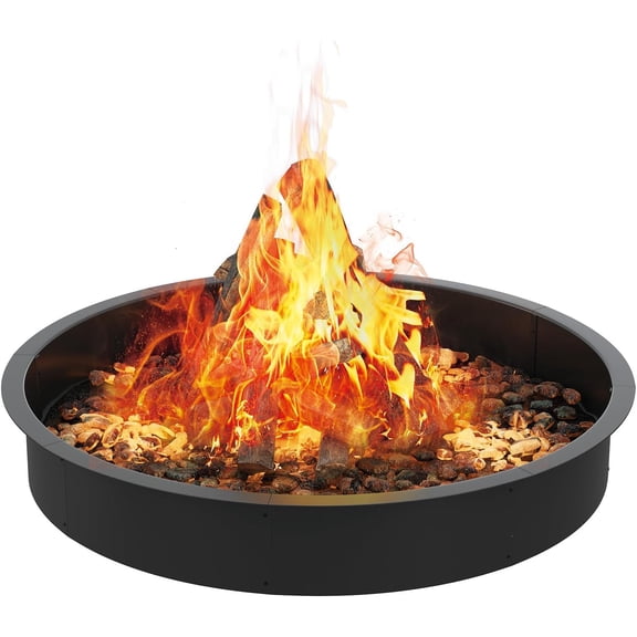 48 In Smokeless Fire Pit Ring Ventilated Steel Insert for Above In-Ground Use