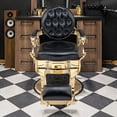 thumbnail image 2 of OmySalon Retro Barber Chair Heavy Duty Professional Salon Chair Reclining, Hydraulic All Purpose Hairdressing Chair for Hair Stylist,Gold&Black, 2 of 10