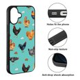 thumbnail image 2 of WIRESTER Shockproof Soft Rubber Cover Case for Apple iPhone 17 6.3" 2025, Barnyard Chicken Roosters Teal Background, 2 of 5