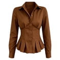 thumbnail image 4 of Hurxie Waist Tops for Women Wrap Top Fitted Button Down Shirt Wrap Top Long Sleeve Blouse Casual Outfits, 4 of 7