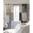 thumbnail image 3 of Modern Brown Beige Blackout Curtains 63 Inches Long, Grey White Color Blocks Thermal Insulated Black Out Curtains, Darkening Window Curtain Drapes for Bedroom Living Room 52"x63" 2 Panels, 3 of 8