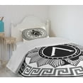 thumbnail image 4 of Ambesonne Retro Quilted Bedspread Set 2 Pcs, Spartan, Twin Size, Grey Black White, 4 of 6