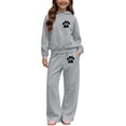 thumbnail image 5 of Auroural Girls Hoodies Girls Sweatpants Wide Leg Children's Winter Printed Hooded Sweatshirt Wide-Leg Pants Casual Sports Fleece-Lined Warmth Two-Piece Set Kids, 5 of 7