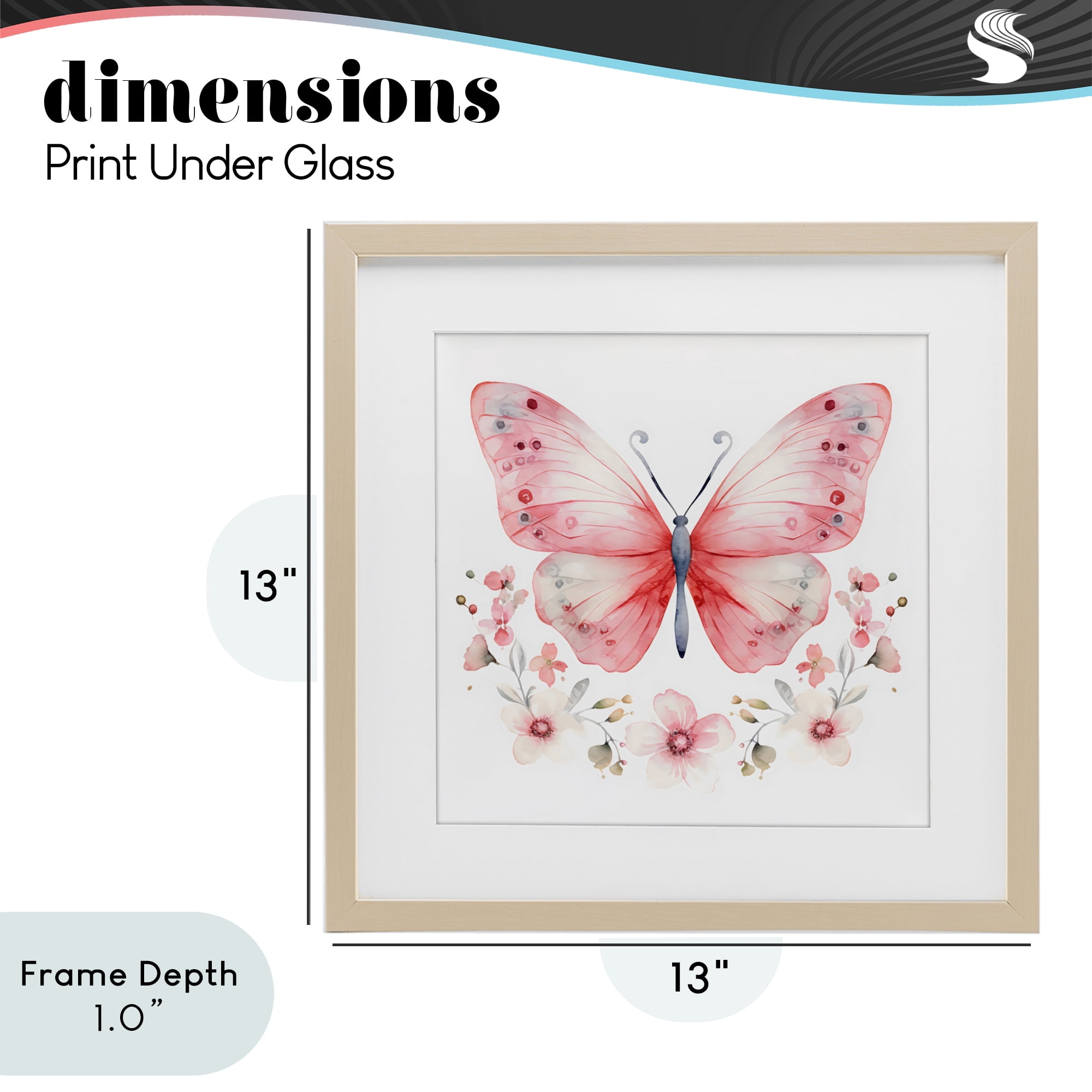 Stupell Industries Pink Symmetrical Butterfly Florals Birch Framed Print Under Glass, design by Creative Studio