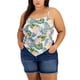 thumbnail image 1 of GRAYSON/THREADS Womens Floral Bandana Tank Top, blue, Plus Size, 1X, 1 of 2
