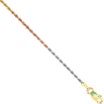 thumbnail image 2 of 14K Solid Tri Color Pink White Yellow Gold 1.5mm Rope Chain Twisted Link Necklace, 2 of 5