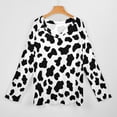 thumbnail image 3 of LYWC Vivid Cowhide Pattern - 1221 Long Sleeve Shirts For Women Oversized Tshirts Tops Tees Fall T-Shirts V Neck, 3 of 7