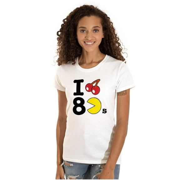PACMAN I Love the 80s Cherry Fruit Women's T Shirt Ladies Tee Brisco Brands S