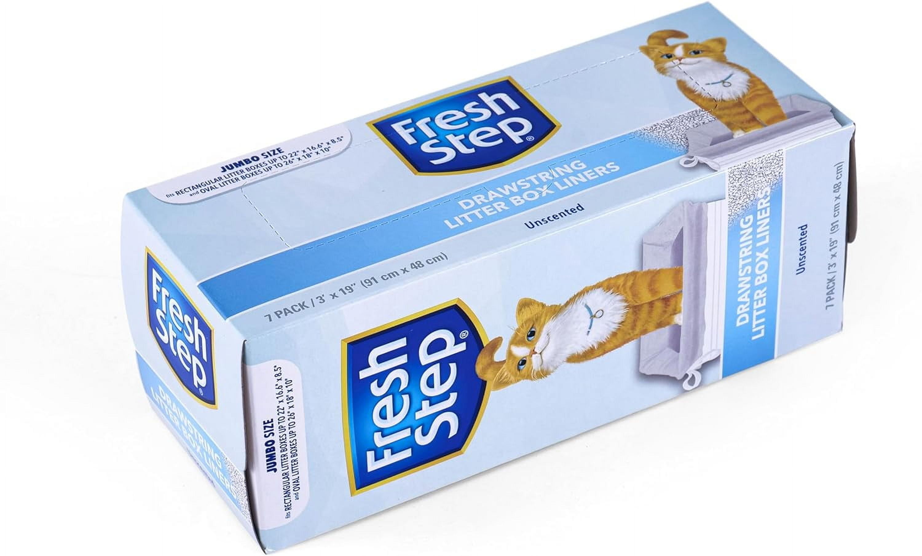 (3 pack) Fresh Step Drawstring Litter Box Liners Unscented, Jumbo Size, 36" x 19" - 7 Count