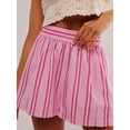 thumbnail image 6 of Cathery Women Summer Casual Striped Shorts, Elastic High Waist Straight Wide Leg Shorts with Pocket Streetwear Daily, 6 of 7