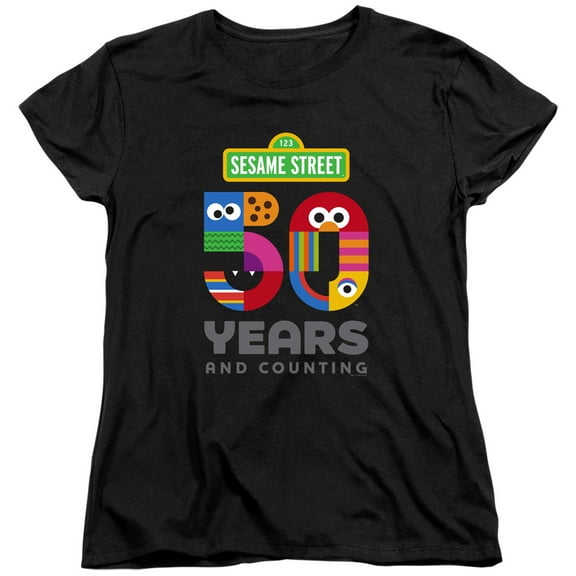 Sesame Street 50 Years Logo S/S Women's T-Shirt Black