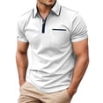 thumbnail image 3 of Short Sleeve Polo Shirts for Men Summer Fashion Casual Short Sleeve Collared Quarter Zip Work Tshirts Golf Shirts, 3 of 7