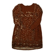 Pre-owned Zara Girls Brown Paisley Dress size: 13-14 Years 14 Years
