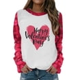 thumbnail image 4 of Pompotops T-Shirts de la Saint-Valentin pour Femmes Chandails en Molleton Graphiques Col Rond Cœur Amour Chandail Décontracté Manches Longues Cadeau Hauts Blouse, 4 of 6