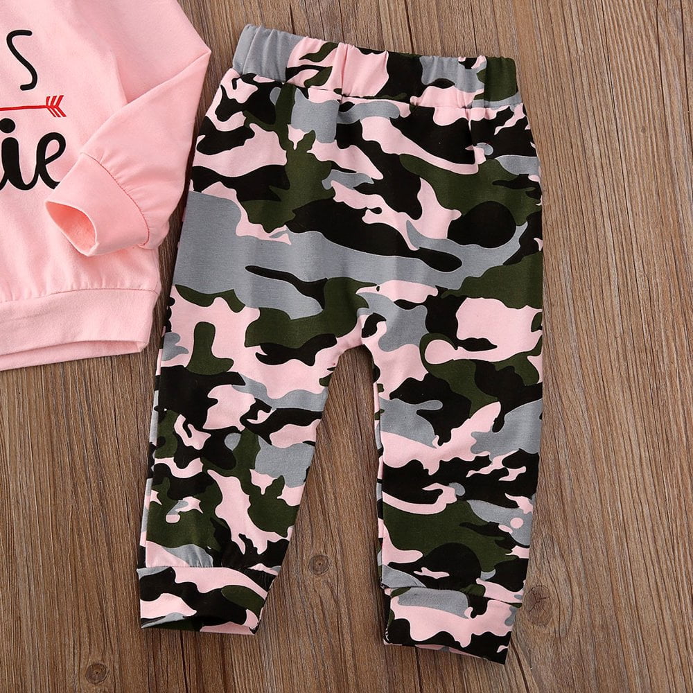 Newborn Baby Girls Camo Hooded Tops Long Pants Clothes Tracksuit Outfit Walmart